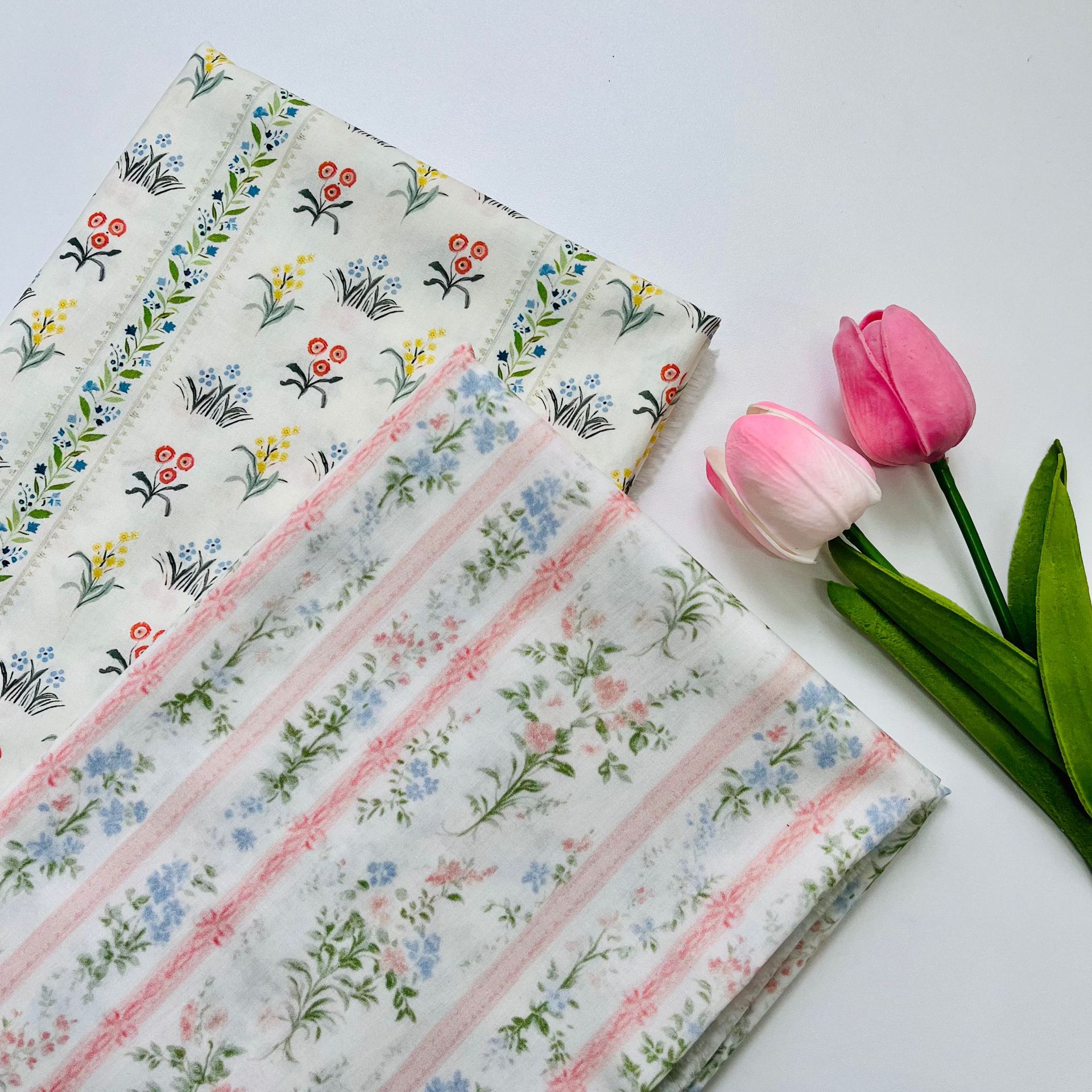 Cotton 60 digital printing fabric vertical stripe floral wall bags home clothes dress shirt fabric