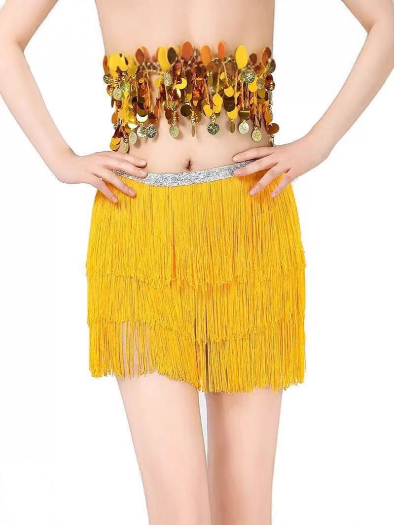 European and American belly dance, dense tassel hip scarves, waist scarves, performance outfits, waist chains, Latin dance practice exercises, sexy tassel skirts