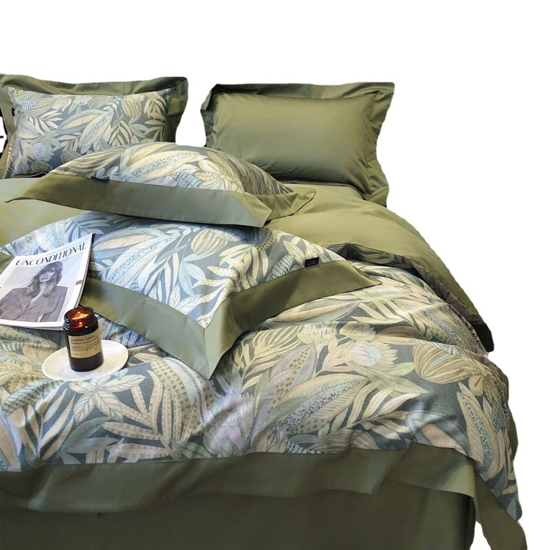 Class a Yarn-Dyed Striped Double-Layer Yarn All-Cotton Four-Piece Set, Simple and Fresh Style, Pure Cotton Duvet Cover Bedding for Girls