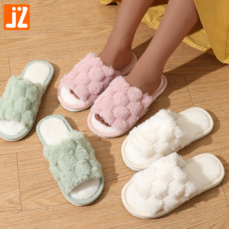 Cross-border new wholesale Mao Mao slippers home thick-soled warm non-slip cotton slippers thickened fleece-lined open cotton slippers