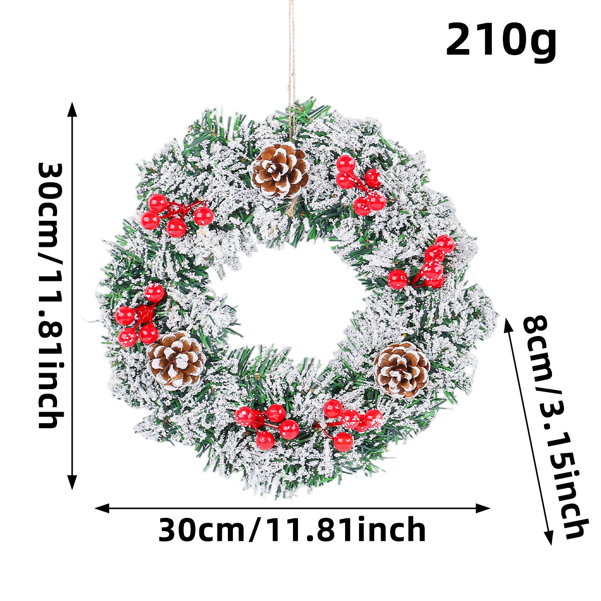 Picture of Christmas Wreath Wholesale 2022 New Simulated Wreath Christmas Decorations Handmade Wreath Door Hanging Window Decorations