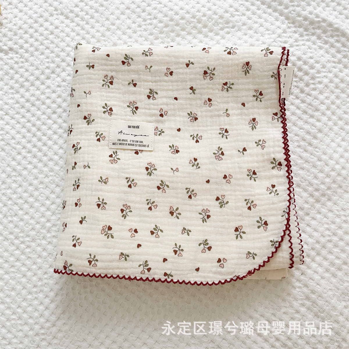 Picture of ins floral Korean style double-layer cotton yarn cotton baby blanket quilt towel bath towel soft glutinous cotton blanket