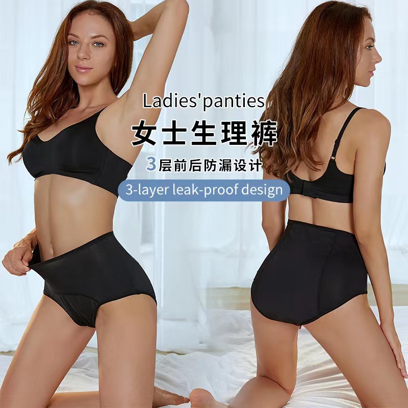 Foreign trade cross-border large size 10 size mesh breathable menstrual leak-proof physiological pants high waist ladies underwear 9044