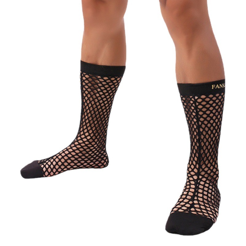 Spot wholesale hollow mesh men's socks Japanese fishing net tide socks breathable sports socks personality stockings AliExpress