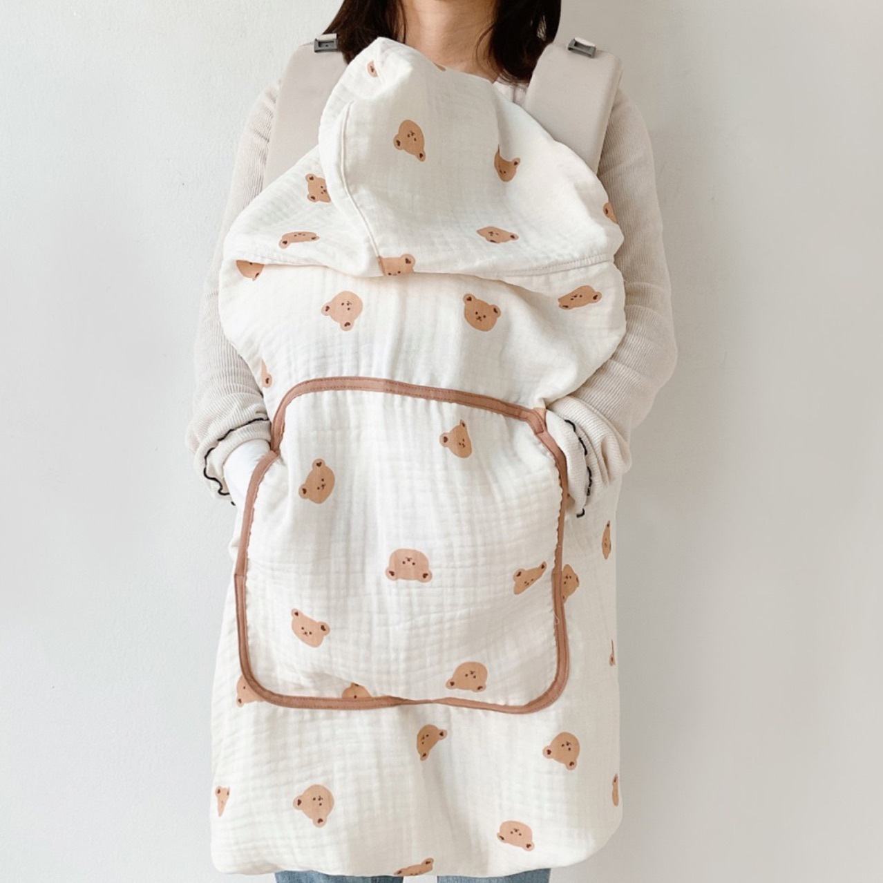 Picture of Korean Style Anti-mosquito Windproof Cloak Baby Blanket Waist Stool Blanket Hooded Baby Breathable Gauze Cloak Sunscreen Cover Blanket