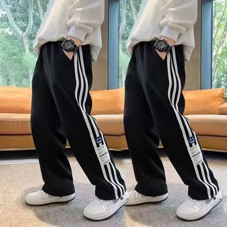 Boys' Spring and Autumn All-match Pants 2024 New Spring and Autumn Sports Pants Big Boy Children's Straight Casual Pants