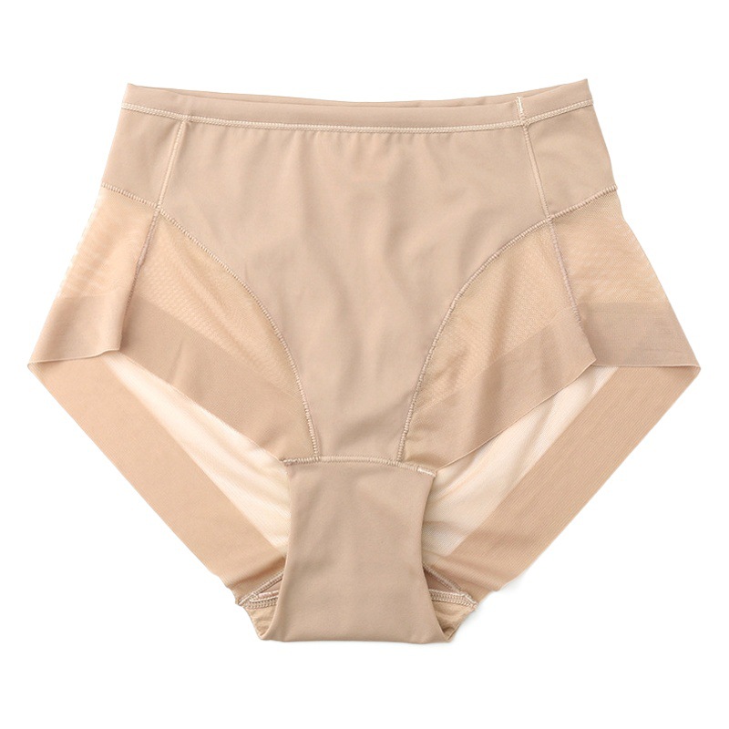 Sexy Mid-waist Panties Women's Summer Thin Lace Ice Silk Large Size Belly-tucking Unbridleable Breathable Hip-lifting Mesh Gauze Briefs