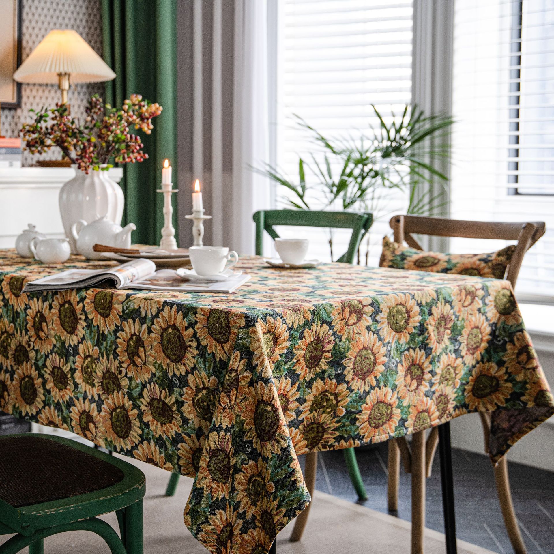 Picture of Yiqi Yun Miao Tablecloth Colorfulful Jacquard Tablecloth Double-Sided Pattern Thick Tablecloth Geometric Bohemian Style