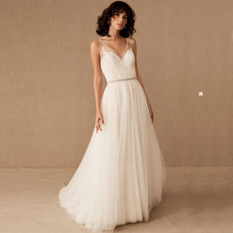 French style light wedding dress 2022 new bridal summer main wedding dress simple high-grade elegant welcome small tail out yarn