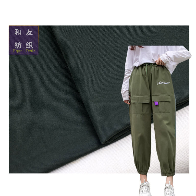 97% Cotton 3% Spandex Stretch Yarn Card Casual Pants Cargo Pants Fabric Teflon Finishing
