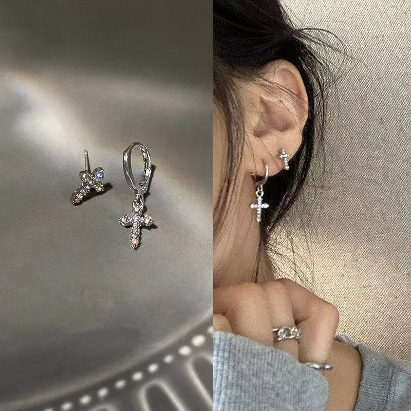 Personalized asymmetric cross earrings 2022 new fashion earrings women's punk style fashion earrings
