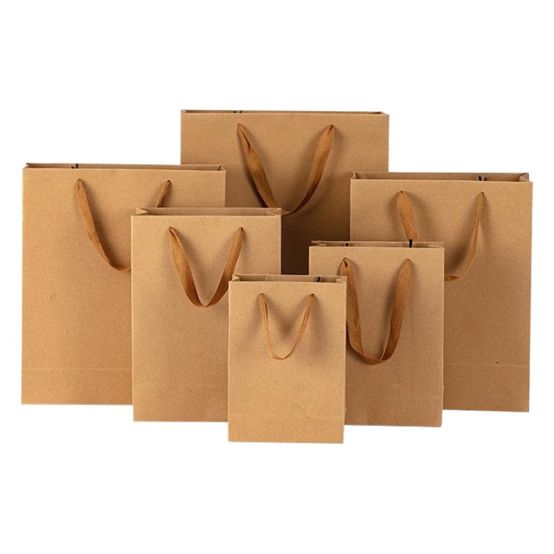 Thickened Kraft Paper Tote Bags with Custom Logo for Tea, Baking Packaging, Gift, Clothing, and Shopping