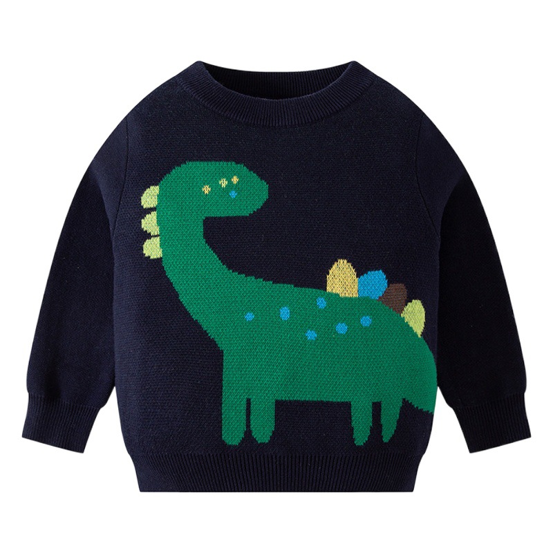 Be Top Kidsren's Clothing Kidsren's Autumn and Winter K-Style New Baby Warm Dinosaur Sweater Boys Round Neck Knitted Top