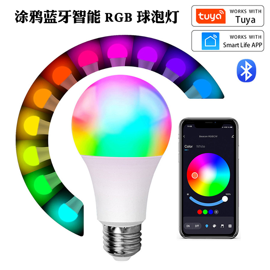 Picture of Cross-border E27 home graffiti Bluetooth RGB bulb lamp 9W color smart APP control bulb atmosphere Decoration lamp