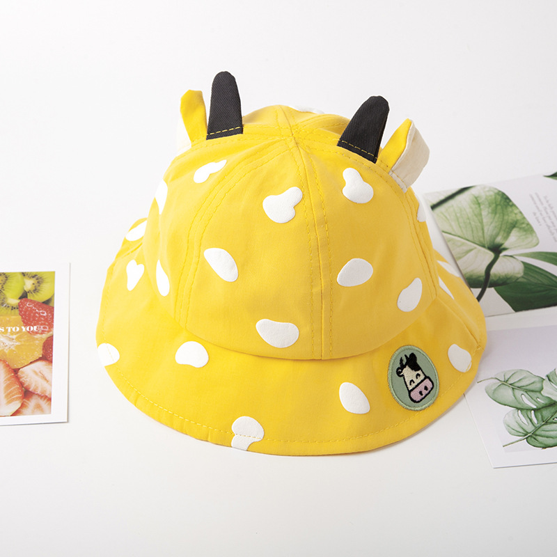 Picture of Baby Hat Spring and Summer Korean-style Sunshade Basin Hat for Boys and Girls Cute Cow Super Cute Breathable Net Fisherman Hat