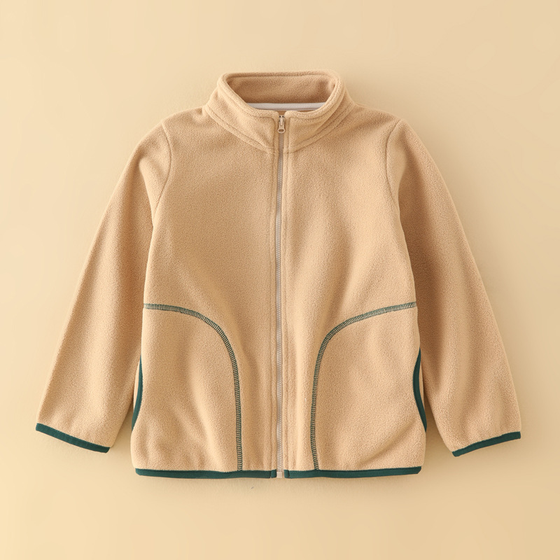 Picture of Autumn and Winter Girls' Coat Polar Fleece Boys' Warm Top All-match Middle-aged Children's Zipper Shirt Outerwear Children's Wear