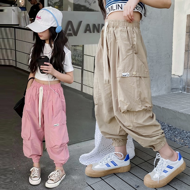 Girls Cargo Pants Summer 2025 New Big Kidsren Summer Loose Versatile Pants Kidsren's Style Girls Casual Pants