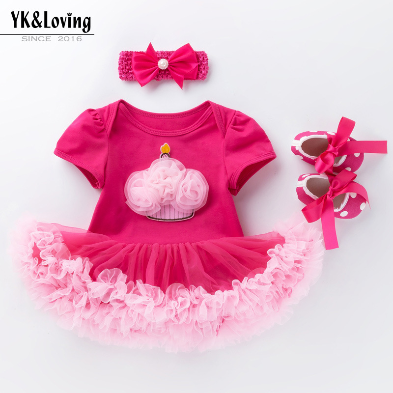 Picture of Cross-Border 2025 New Summer Clothes for Baby Girls Holiday Cartoon Short-Sleeved Rose Red Harem Skirt Three-Piece Suit Birthday Children's Skirt