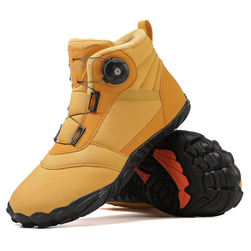 Snow Boots Outdoor High-top Cotton Shoes Rotating Buckle Couples Cotton Boots fleece-lined Foreign Trade plus size Men's Shoes Women