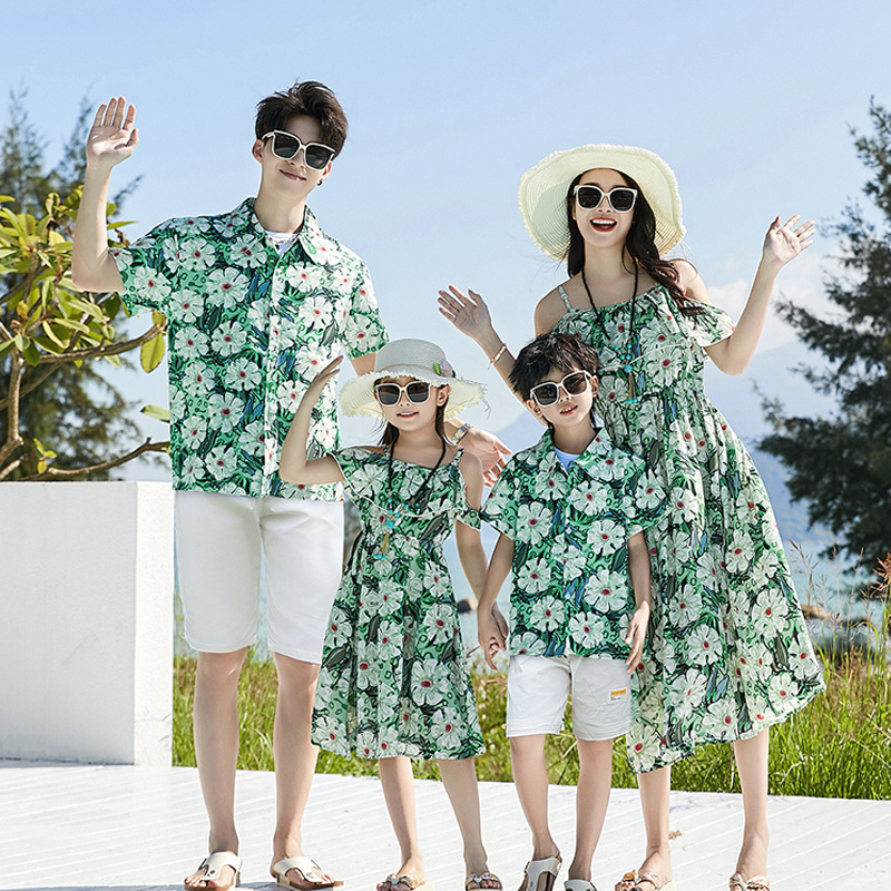 Picture of Mother and Child women's clothing ethnic style Sanya Travel skirt a family of three parent-child clothes seaside holiday beach skirt western style