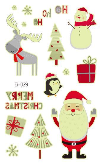 Picture of Cross-border Supply Waterproof Luminous Christmas tattoo Sticker Cartoon Snowman Party Children tattoo Sticker