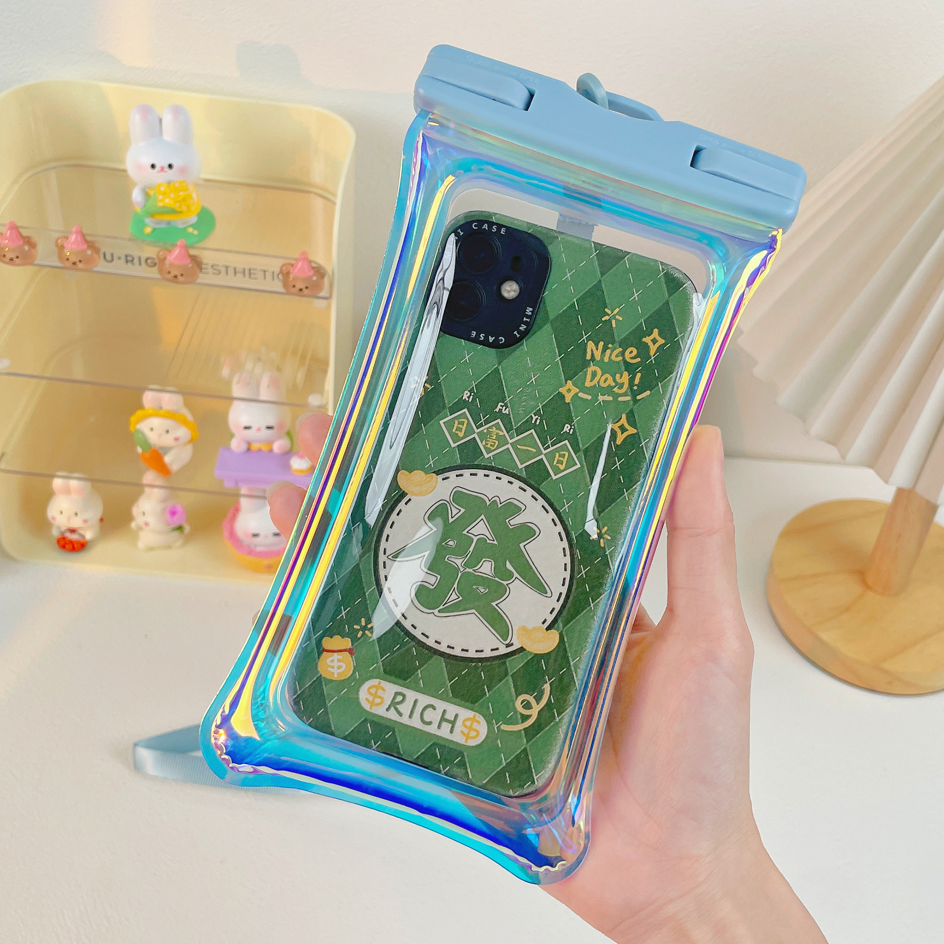 A generation of tpu colorful mobile phone waterproof bag touch screen portable vertical mobile phone case floating airbag waterproof bag