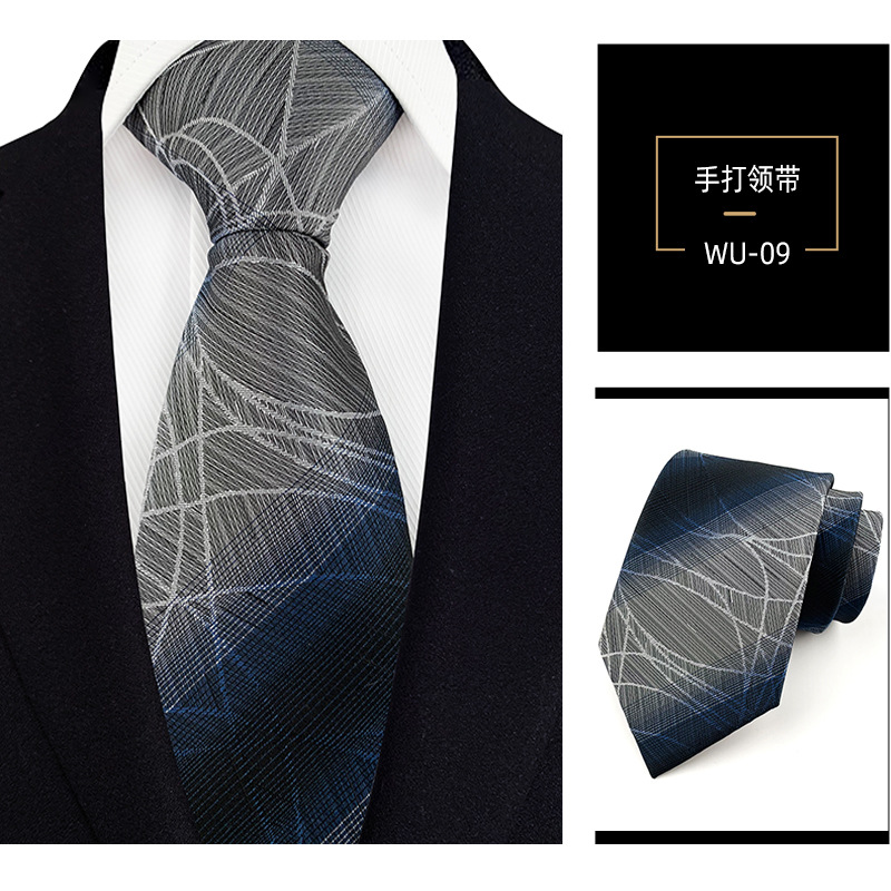 Picture of Men's Tie Jacquard Silk 8cm Hand Tie Professional Dress Interview Business Stripe Tie Men's in stock Wholesale