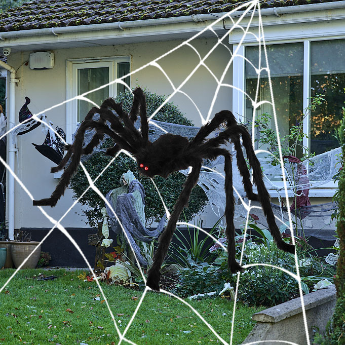 Picture of Cross-border New Halloween Decoration Props Luminous Triangulation Web Spider Web Fan-shaped Web Giant Simulation Super Large Spider