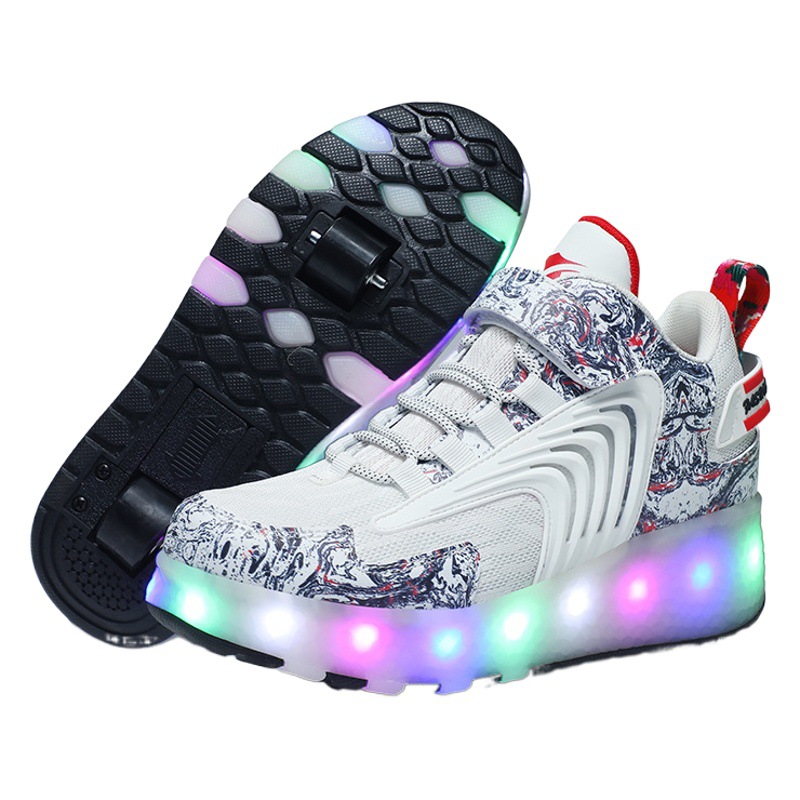 Genuine goods walking shoes Girls 6 to 12 years old children's double-wheel four-wheel pulley skating high-looking retractable with wheels