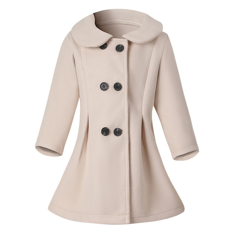 Cross-border girls autumn and winter foreign-style woolen coat baby winter children's thick warm coat children's clothing wholesale