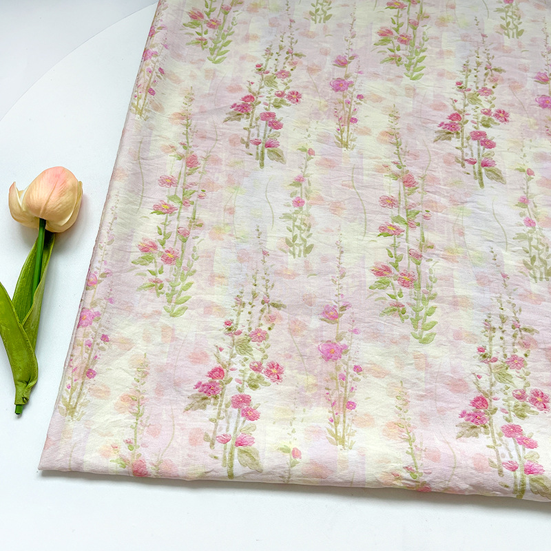 Rose Flower Tree New Chinese Style Digital Printed Brocade Cotton Fabric Cheongsam Dress Top Han Dynasty Fashion Fabric