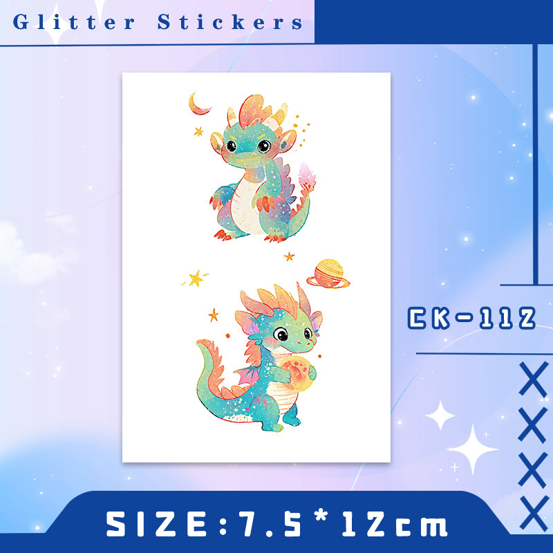 Glitter Color Dragon Sticker Tattoo Sticker Fairy Washable Waterproof Long-lasting Cute Small Fresh Beautiful Arm Children