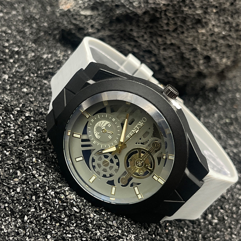 Picture of Cross-border foreign trade new fashion men's watch blue light hollow silicone strap sports quartz watch men's wholesale