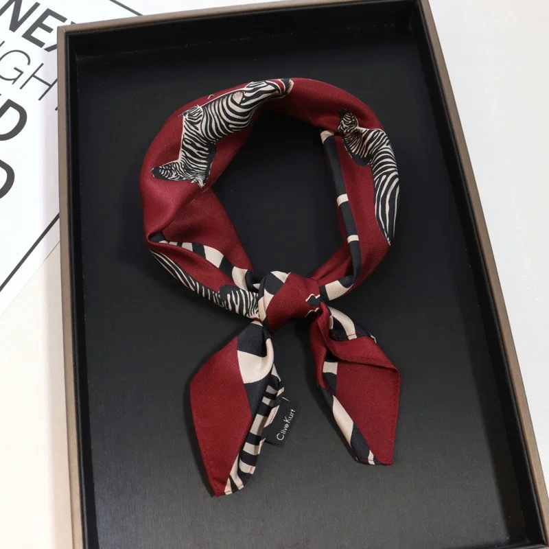 Fashion Joker Color Matching Animal Pattern 53cm Small Square Scarf Japanese Style Hair Accessories Decorative Hair Strap Thin Scarf for Women