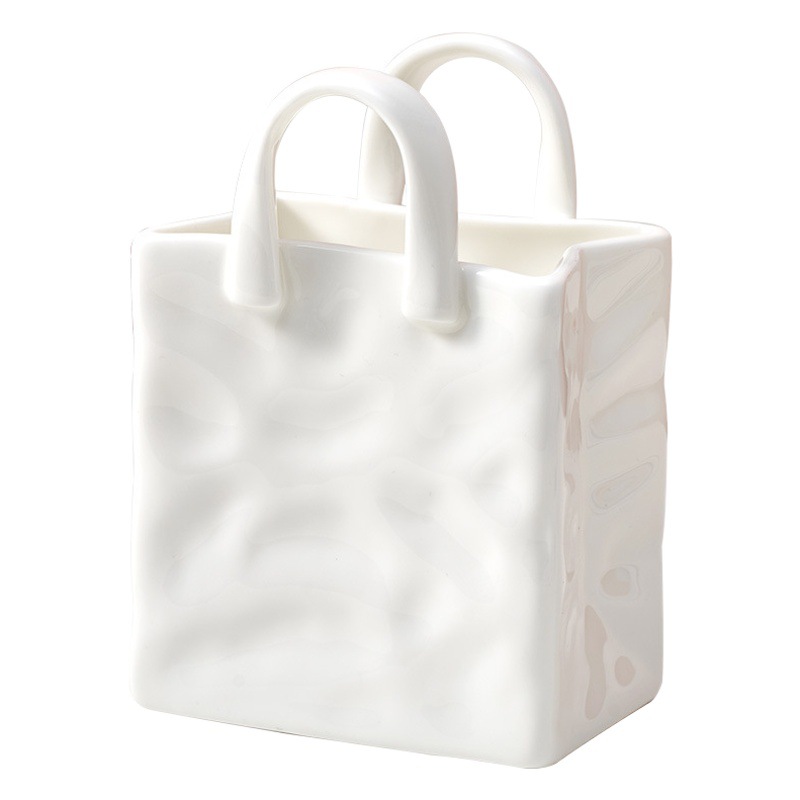 Nordic Handbag Ceramic Storage Ornaments Simple Office Desktop Decorations Creative Pen Holder Cosmetic Brush Finishing