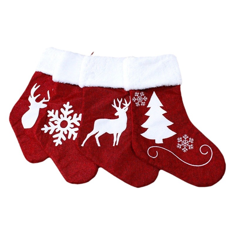 Cross Border Christmas Socks Elk Snowflake Red Christmas Socks Plush Cute Holiday Atmosphere Pendant Christmas Pendant
