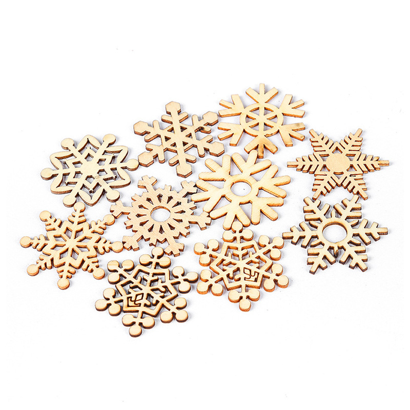 Christmas crafts creative wooden snowflake small pendant fashion wooden snowflake Christmas decoration ten styles