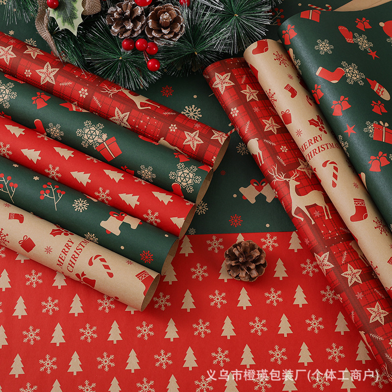 Christmas gift wrapping paper large gift box wrapping paper Christmas bouquet packaging 5/10 mixed color wholesale