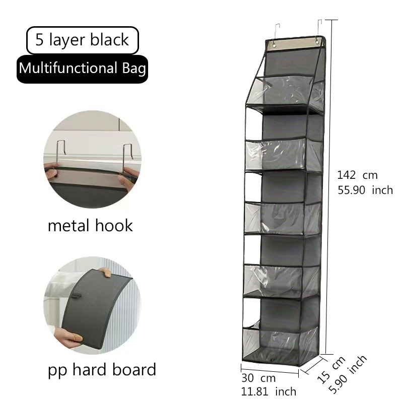 Picture of Storage Hanging Bag Wall-Mounted Door Rear Stereo Multi-Layer Dormitory Storage Bag Multi-Functional Clothing Toy Storage Bag Storage