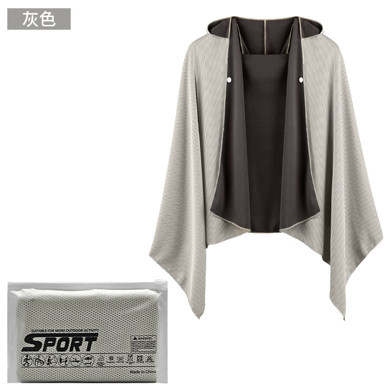 Picture of Cold Sunscreen Cloak Mountaineering Outdoor Sports Bath Towel Quick-drying Beach Towel Absorbent Sunshade Shawl Hooded Bathrobe