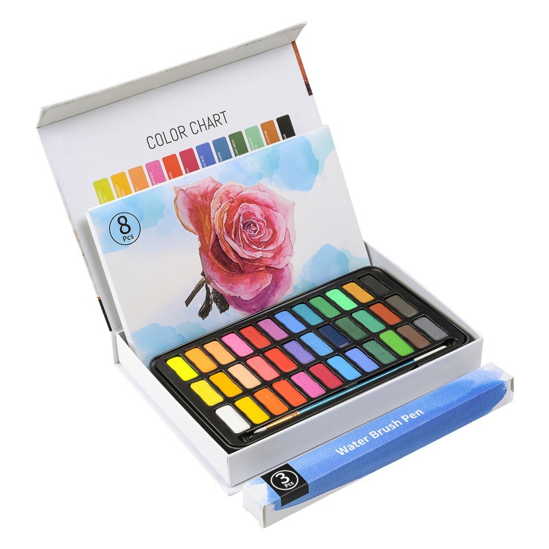 Cross-Border 36-Color Solid Watercolor Paint Beginner Gift Box