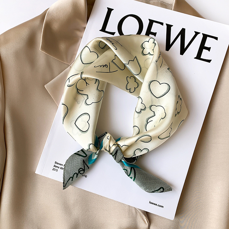 Picture of 2024 New Style Silk Scarves Women's Spring and Summer Fashion Printed 100 Mulberry Silk Small Square Scarf South Korea Ribbon Scarf