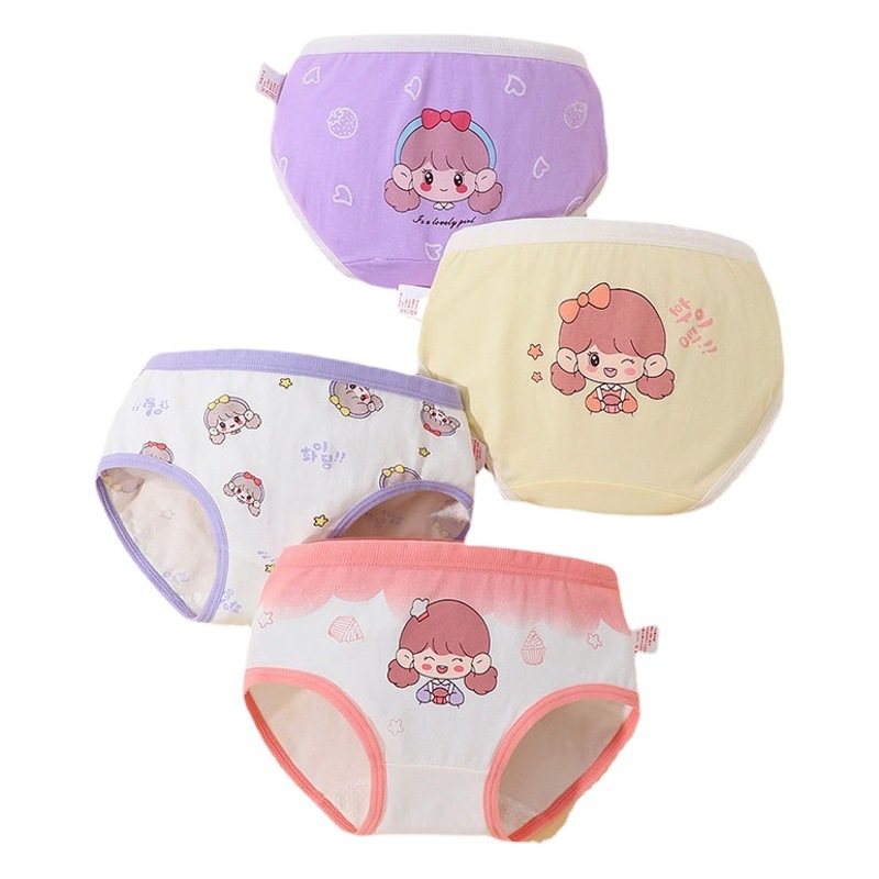 Girls' Underwear Pure Cotton Boxers Class A Antibacterial Cartoon Girls' Triangle Children's Middle and Large Children's Underwear Women