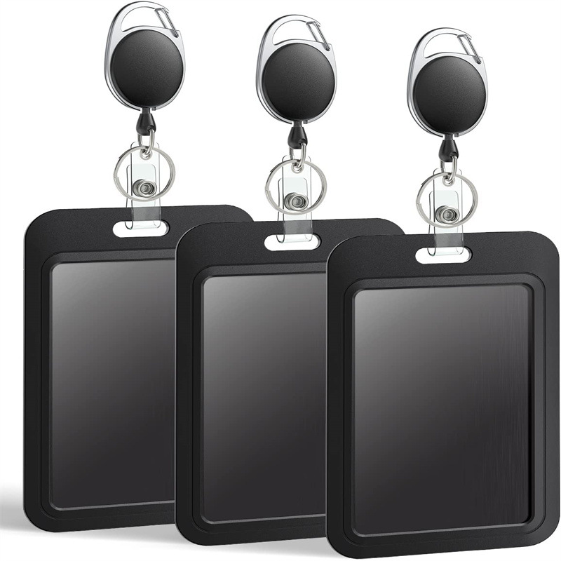 Cross-border ABS ID badge card cover sliding cover push-in protective cover oval egg-shaped retractable easy-pull buckle suit in stock