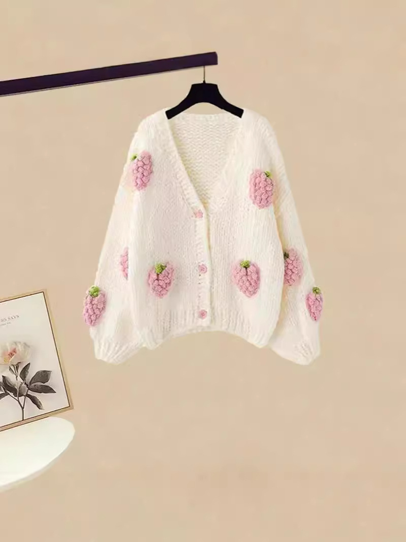 plus size Women's Spring suit Women's 2024 New Korean Knitted Cardigan Sweater Elegant All-match Sweater