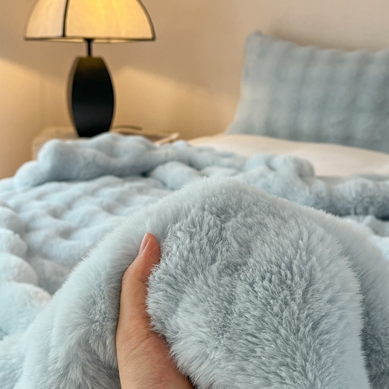 Light Luxury Imitation Rex Rabbit Fur Quilt Cover Blanket Four Seasons Plush Sofa Blanket Rabbit Velvet Thickened Tuscan Blanket Wholesale