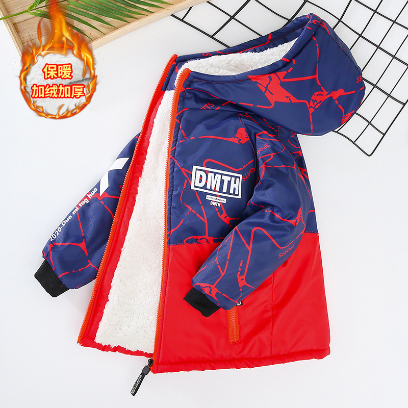 Picture of Children's Clothing Boys' Rush Clothes 2025 New Style Autumn and Winter fleece-lined Thickened Jacket Parker Clothing 3-15 Years Old Fashionable