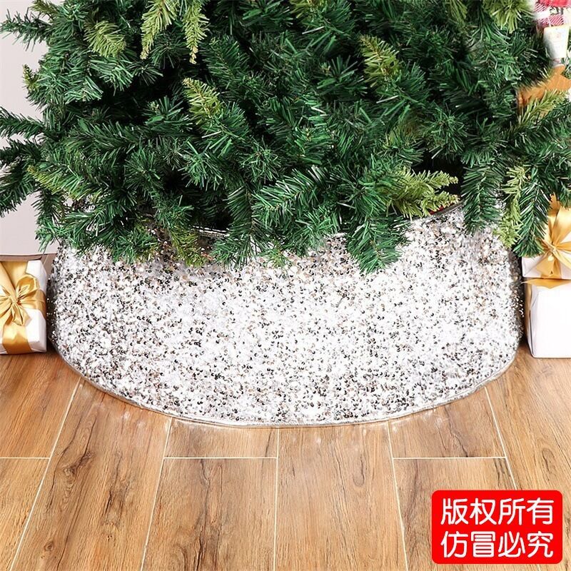 Amazon New Christmas Tree Decoration Silver White Sequins Christmas Tree Skirt Christmas Tree Decoration Bottom Apron Tree Skirt