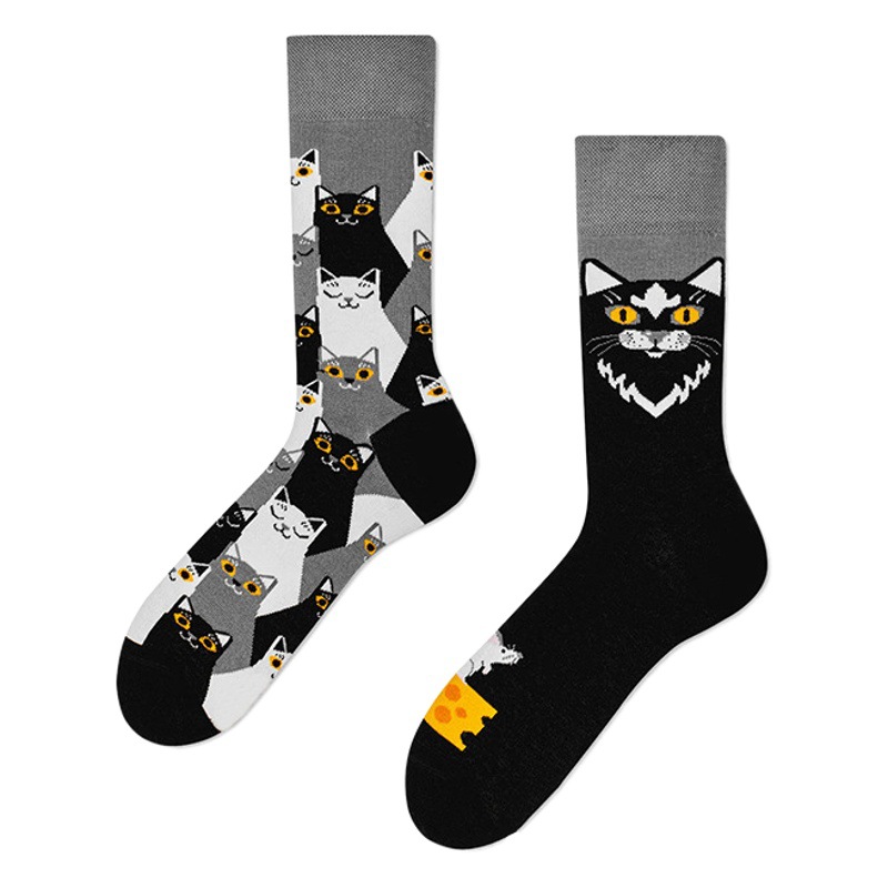 Amazon Europe and the United States cross-border new creative couples AB fashion socks personalized fashion cartoon jacquard tube socks