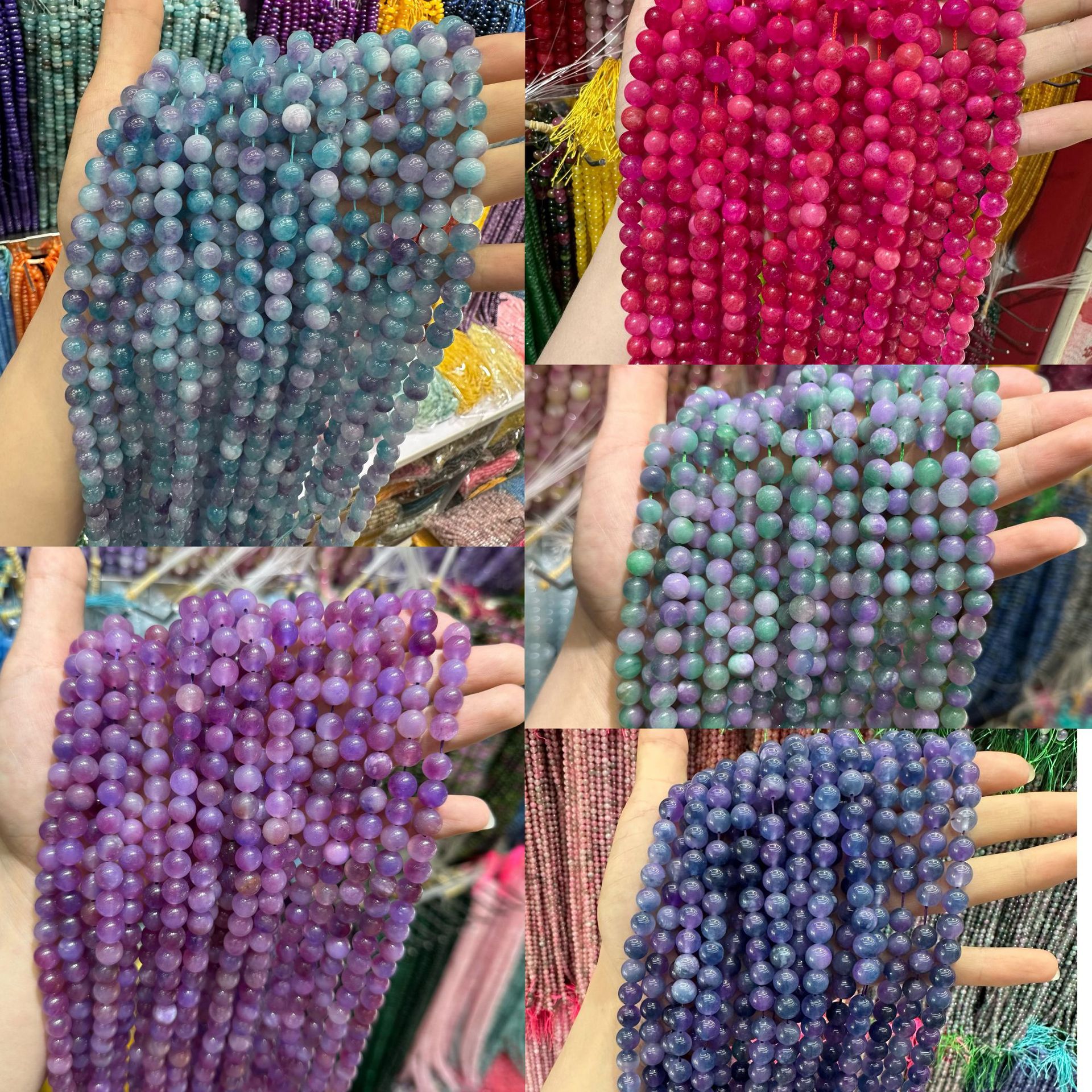 Picture of Live hot grade a chalcedony 8mm two-color round beads beads handmade diy Internet celebrity matching in stock jewelry